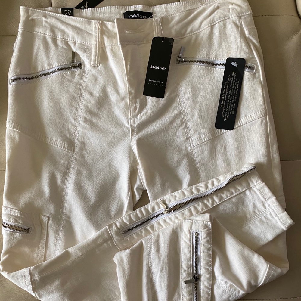 BEBE Cargo Zip Off White NWT Sz 29